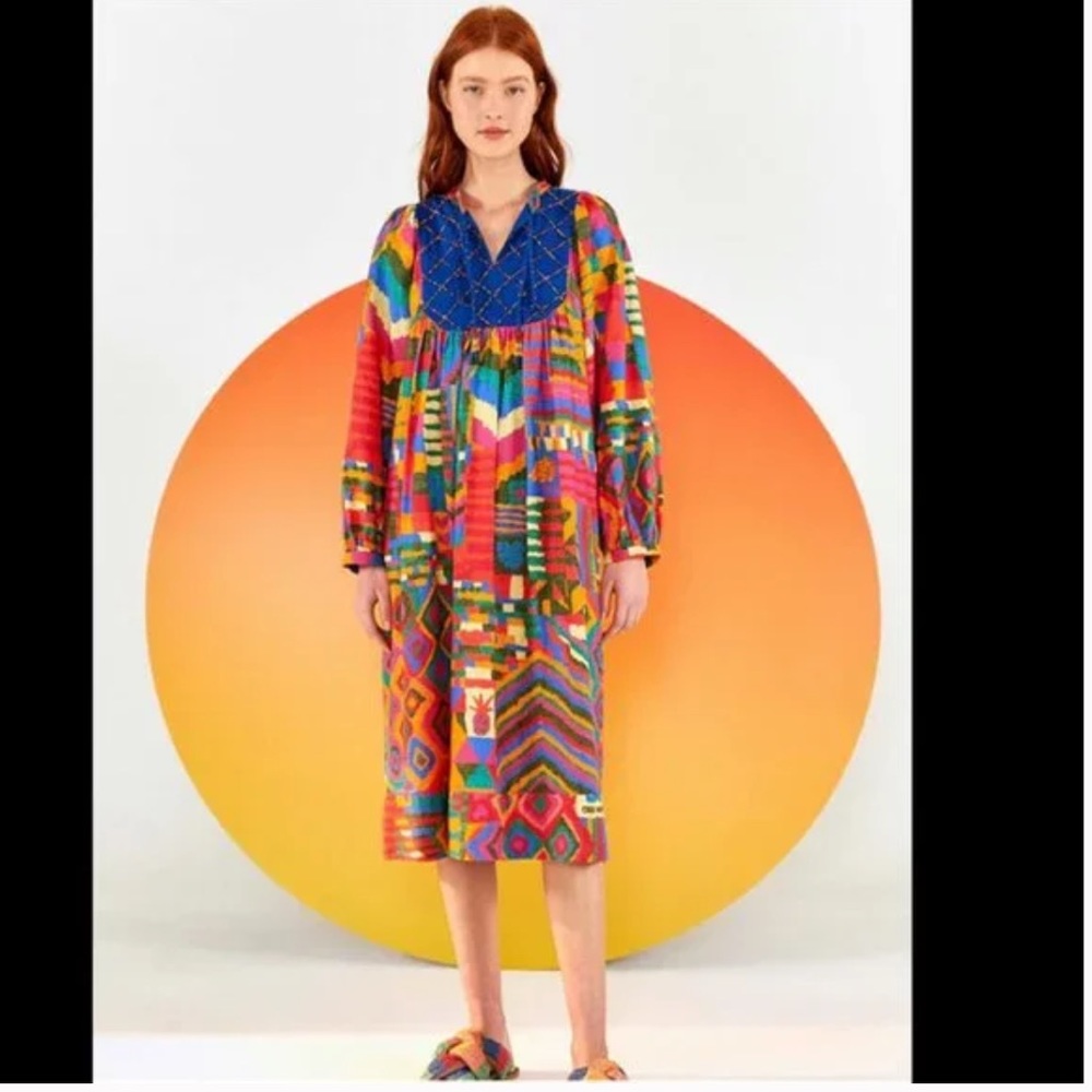 Farm Rio Summer Patches Embroidered Tunic Dress
NWT. Size L.